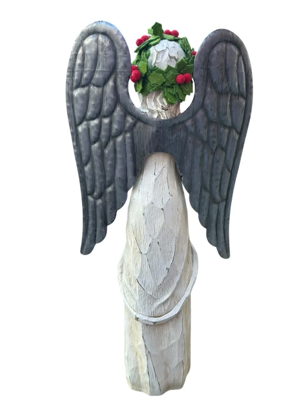 Allen + Roth Christmas Angel w/ Wreath 16” Holiday Figurine Rustic Farmhouse Dec